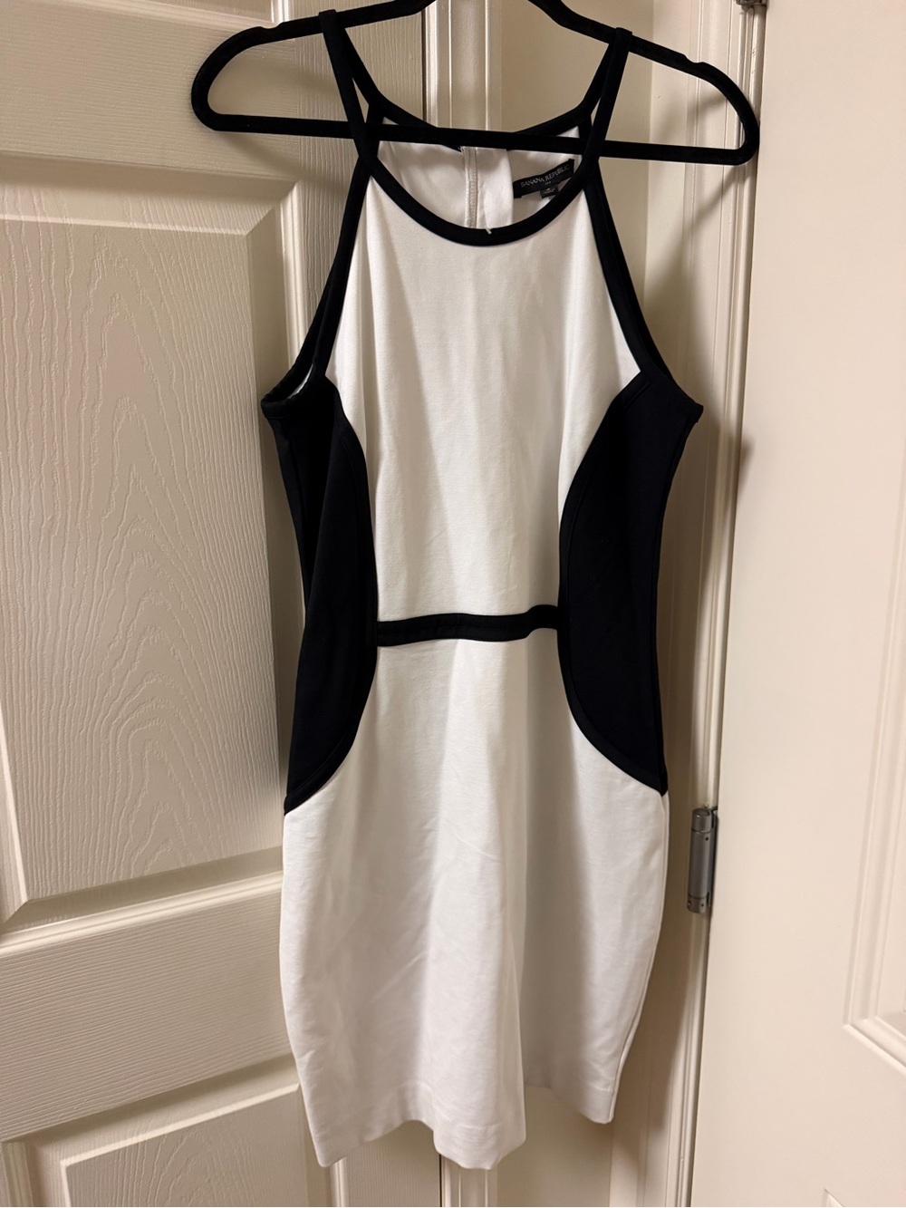 Banana Republic Black and White Sleeveless Halter Mini Dress